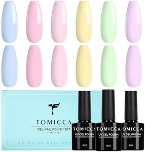 TOMICCA Vernis Semi Permanent Pastel, 6 Couleurs Macaron Bonbon doux Rose Bleu Jaune Violet Vert Vernis gel UV été, Soak-Off UV/LED Gel cadeau pour onglerie DIY Home, 8ML