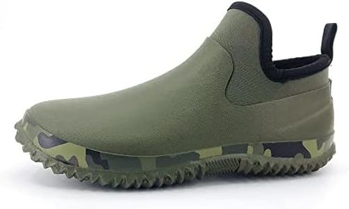 SYLPHID Men's Garden Shoes Women's Rain Shoe Waterproof Neoprene Camp Booties for Camping, Lawn Care, Gardening and Yard Work, Green Camo, Women Size 15, Men Size 13