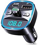 FOCBYE FM Transmitter for Car Bluetooth 5.0, Upgraded Car Audio Receivers Type-C PD 30W Fast Car Charger, Bluetooth Car Adapter Wireless MP3 Player Car Kit, Supports Siri Google Assistant