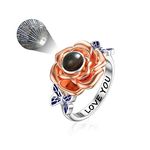 LONAGO Sunflower Ring with I Love You 100 Languages Stone You are My Sunshine Flower Ring Gift for Women