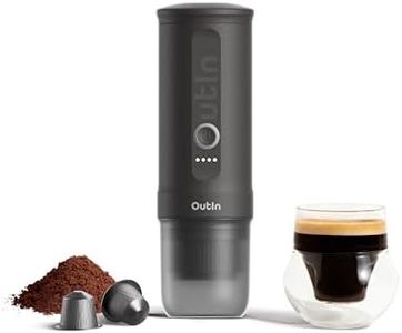 Outin Nano Portable Electric Espresso Machine with 3-4 Min Self-Heating, 20 Bar Mini Small 12V 24V Car Coffee Maker, Compatible with NS Capsule & Ground Coffee for Camping, Travel, RV, Hiking, Office