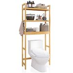 SMIBUY Bathroom Storage Shelf, Bamboo Over-The-Toilet Organizer Rack, Freestanding Toilet Space Saver with 3-Tier Adjustable Shelves (Natural)