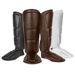 Sanabul Battle Forged Muay Thai Shin Guards | Superior Kickboxing MMA Shin Guards for Men and Women | Combat Sports Shin Pads (Brown, Medium)