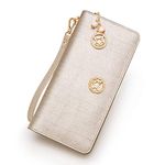 FOXER Women Leather Wallet Bifold Wallet Clutch Wallet with Wristlet Card Holder (gold3)