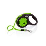 Flexi New Neon Retractable Dog Leash (Tape) for Dogs Upto 15 kgs, Green, Small (16 Feet) | Ergonomic, Durable and Tangle Free Pet Walking Leash