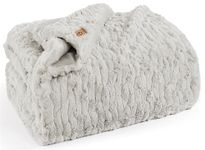 UGG 25518 Amanda Reversible Throw Blanket Flannel Plush Luxury Cuddly Cozy Warm Furry Ultra-Soft Blankets for Couch or Bed, 178-cm x 127-cm, Stone