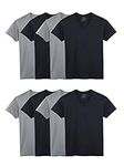 Fruit of the Loom Men's Lightweight Active Cotton Blend Undershirts, V-Neck - 8 Pack - Black/Grey, Small