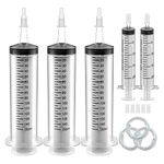 3 Pack 150ML Large Syringe and 2 Pack 20ML Plastic Syringes with Tube und Adapter, Sterile Individually Wrap Measurement and Dispensing Syringe Tools for Science Labs und Feeding Pets (3, 150ml)