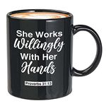 Bubble Hugs Occupation Coffee Mug 11oz Black - She works willingly with her hands proverb - Hilarious Pun Doctor Nurse Healthcare Dentist Teeth Repair Dental Surgeon Endodontist