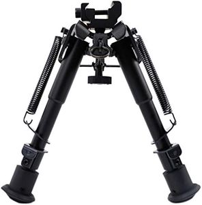 Pinty Rifle Tactical Bipod Adjustable Spring Return Adapter, Compatible with Picatinny Rail System, Adjustable 6-9 Inch Height, Black