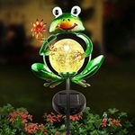 LUNSY Garden Solar Lights Outdoor Decorative, Metal Frog Shape, Waterproof Stake Lights with 2 FT, Auto ON/Off Solar Powered Light for Lawn, Backyard, Patio, Pathway