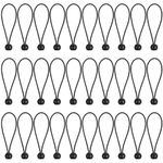 30 Pcs Bungee Cord Ball, 6 Inch Tarp Bungee Ball, Elastic Rope Ties Tarpaulin Ties Down Cord, Ball Bungee for Tarpaulins Banner Pavilions Tents Cargo Holding Wire and Hoses - Black