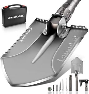 CoCuKi Outdoor Folding Camping Shovel Multitool Gear with High-Carbon Steel Adjustable Equipment for Men Outdoor Camping Hiking Surviving Emergency