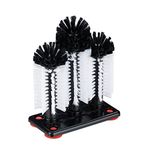 Relaxdays Glass Cleaning Brushes, 3 Scrubber Heads, Suction Cups, Bar, Party, H x W x D: 22 x 18.5 x 9.5cm, Black/White, PP, PVC, Pack of 1
