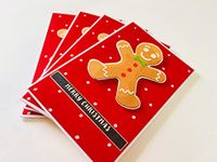 Crafted Forever handmade set of Christmas greeting cards, 4x6 inch size, blank inside, envelopes included, handmade with love (Cookie man- set of 4)