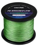 UMONE 10 Lb Braided Fishing Line, Ultra-Strong & Ultra-Thin Diameter,High Sensitivity,Abrasion Resistant,4 Strand, Moss Green, 328YDS, 10LB, 0.09MM