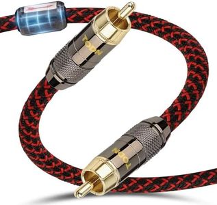 TODN HiFi Digital Coaxial Audio Cable for Audiophile 75-Ohm SPDIF Coax Subwoofer Cable RCA to RCA with OFC Core and Shielded (3ft /1m)