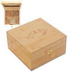 MY STASH BOX with Storage & Roller Decorative Box with Lock– Quality Engraved with Premium Stained Bamboo Wood – Gorgeous Handcrafted Design – Practical & Discrete