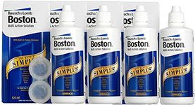 Boston Simplus Multi-Action Solution, 4x 120ml Contact Lens Solution for Rigid Gas Permeable Contact Lenses - Clean, Disinfect & Condition with 4x Lens Cases