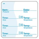 DayMark IT113621 DissolveMark Item/Date/Temp Bilingual Dissolvable Label, 2" x 2" (Roll of 250)