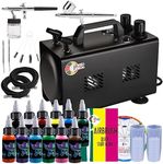 OPHIR Double Outlet Airbrush Kit wi
