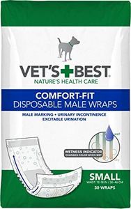 Vet's Best Vet’S Best Comfort Fit Disposable Male Dog Diapers | Absorbent Male Wraps with Leak Proof Fit | Small, 30Count