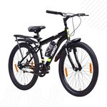 Hero Rove IC 24T Single Speed Mountain Bicycle for Mens with Inbuilt Carrier | Black-Green | Rigid | V Brake | Steel Frame : 15.5Inches | Rider Height : 4ft 4" - 5ft 1" | 95% Pre-Assembled Bicycle