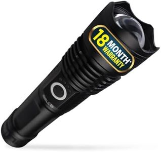 IBELL FL8360S Rechargeable LED Flashlight, Aircraft Aluminum, Telescopic Zoom, Water Resistant, Ultra Long Beam Range with 5 Light Modes (Black)