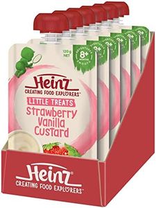 Heinz 8+ Months Strawberry and Vanilla Custard Heinz For Baby Heinz Little Treats Baby Food Pouch No Artificial Flavours, No Preservatives, No Added Colours 120g (pack of 6)