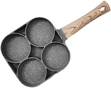 4-Cup Non-Stick Egg Frying Aluminum Alloy Pan,Omelette Egg Pan Pancake,Wooden Handle,Cookware for Gas or Induction Stoves