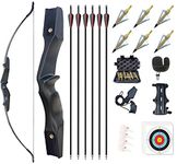 Monleap Archery 53" Takedown Recurve Bow and Arrows Set for Adults Right Hand Longbow Kit Straight Bow for Beginner Shooting Practice 30 40lb(30LB)