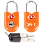 TSA Approved Luggage Locks Padlocks (2 Pack) OW-Travel Suitcase Locks with Keys. Heavy Duty Zinc Alloy Suitcase Padlocks with Key Lock for Luggage, Bag, Case, Backpack, Rucksack, Gym Locker (Orange)