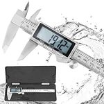 Digital Caliper, 0-150mm / 0-6" Metric Inch Conversion Depth Gauge Measuring Tools, Stainless Steel Vernier Caliper with Extra-Large LCD Display Screen (IP54 Digital Caliper)