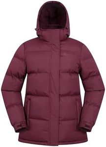 Mountain Warehouse Snow Womens Padded Jacket - Warm Water-resistant Full-zip Coat with Microfibre insulation - Best for Autumn Winter, Outdoors, Travelling & Hiking, Burgundy, 16 Plus