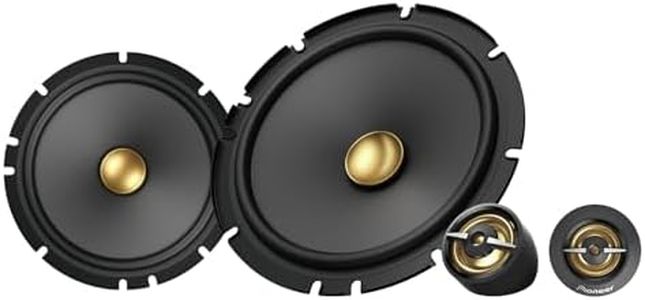 PIONEER TS-A1601C Plus, 2-Way Component Car Audio Speakers, Full Range, Clear Sound Quality, Easy Installation and Enhanced Bass Response, Black and Gold Colored 6.5” Round Speakers