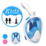 QKURT Upgraded Full Face Snorkel Mask, 180°Degree View Snorkeling Mask with Removable Action Camera Mount and Easy Use Design for Kids