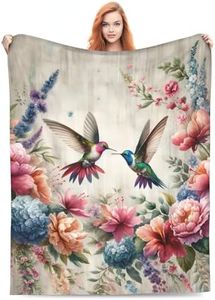 VODRM Retro Hummingbird Floral Blanket Gifts for Women Soft Warm Lightweight Cozy Spring Flower and Birds Vintage Throw Blankets for Bed Living Room Sofa Couch Valentines Day Decor 50x60in