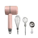 Hand Mixer, Portable Electric Cordless Handheld Mixer, 3-speed Usb Rechargeable withTwin Mixer Whips and Egg Separator for Whipping or Mixing Eggs, Butter, Cream,Kitchen Baking and Cooking (Pink)