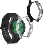 kwmobile Case Compatible with Samsung Galaxy Watch 4 (40mm) Case - 2X TPU Silicone Fitness Tracker Cover - Black/Silver