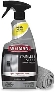 Weiman Stainless Steel Cleaner and Polish - Microfiber Cloth - Protects Appliances from Fingerprints and Leaves a Streak-Free Shine for Refrigerator | Dishwasher | Oven | Grill