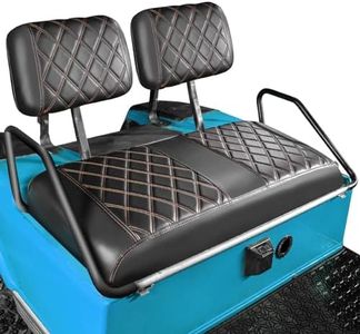 NOKINS Diamond Golf Cart Seat Covers Fit Club Car DS Pre-2000 OEM Ordinary Seats Only,Golf Cart Leather Replacement Front Seat Cover No Stapler Required/Anti-Fading/Anti-Scratch,Black&Brown Stitching