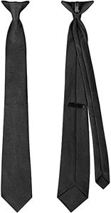 Courpal Black Tie Clip on Tie for Men Pre Tied Neckties Soft Polyester Skinny Neck Black Ties for Men Wedding Office Graduation School Uniforms, Black, One Size
