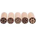 TEHAUX Wooden Stamp, Wooden Pottery Stamp Floral Pattern Rubber Stamp Round Pottery Stamps for DIY Craft Scrapbooking 5pcs