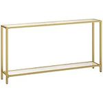 HOOBRO 55.1" Gold Console Table, Narrow Tempered Glass Entryway Table, Sofa Table Behind Couch, Modern Style, Metal Frame, Hallway, Living Room, Gold GD06XG01