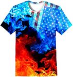 LAIDIPAS Boys Girls Teens Shirts 3D Colorful Graphic Funny Print Shirts for Youth Shirts Size 6-16 Years, Bonfire, 8-10 Years