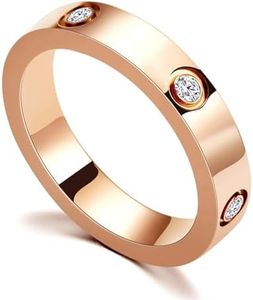 RIXERKOC Anillo de Amor para Mujeres Circonita de Acero Inoxidable Anillo de Promesa Alianza de Boda Joyería Día de San Valentín Regalos de Cumpleaños para Mujeres Niñas (9, Oro rosa)