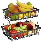 Generic 2-Tier Fruit Basket,Fruit Basket Countertop Fruit and Veg Storage,Detachable Fruit Bowl Holder for Fruits Veggies Snacks Cupcakes Bread Office Home Organizer Storage