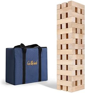 Gothink Giant Tumbling Tower Game, Large 51pcs Wooden Blocks Stacking Game(Stacks to Over 5 feet), Carry Bag, Jumbo Outdoor Games Indoor Game (7.1''x1.8''x1.8''x51pcs)