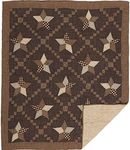 VHC Brands Farmhouse Star Throw- Primitive Decor Farmhouse Blanket, Patchwork Charcoal, Black, Tan Soft Cotton