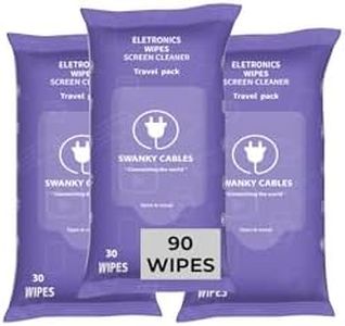 Swanky Wipes: Screen Cleaner Wipes - Electronics, Computer, TV, Laptop Monitor & Lens Cleaner, Travel Size Cleaning Wipes for Home, Office & On-the-Go, Includes Microfiber Cloth - Soft Wipes, 90 Count